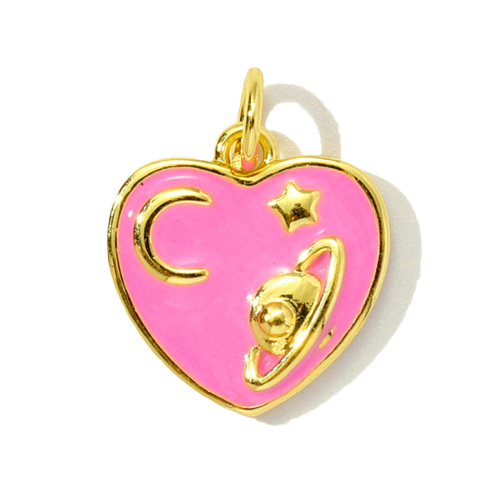 6pcs/pack Copper Enamel Cat Planet Grape Rainbow DIY Charms Zircon Mushroom Star Moon Pendants Women Necklace Making Jewelry