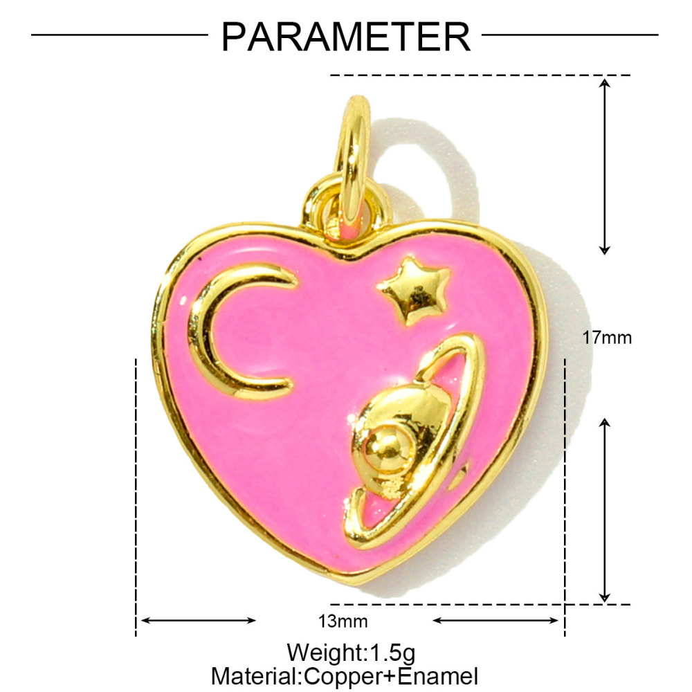 6pcs/pack Copper Enamel Cat Planet Grape Rainbow DIY Charms Zircon Mushroom Star Moon Pendants Women Necklace Making Jewelry