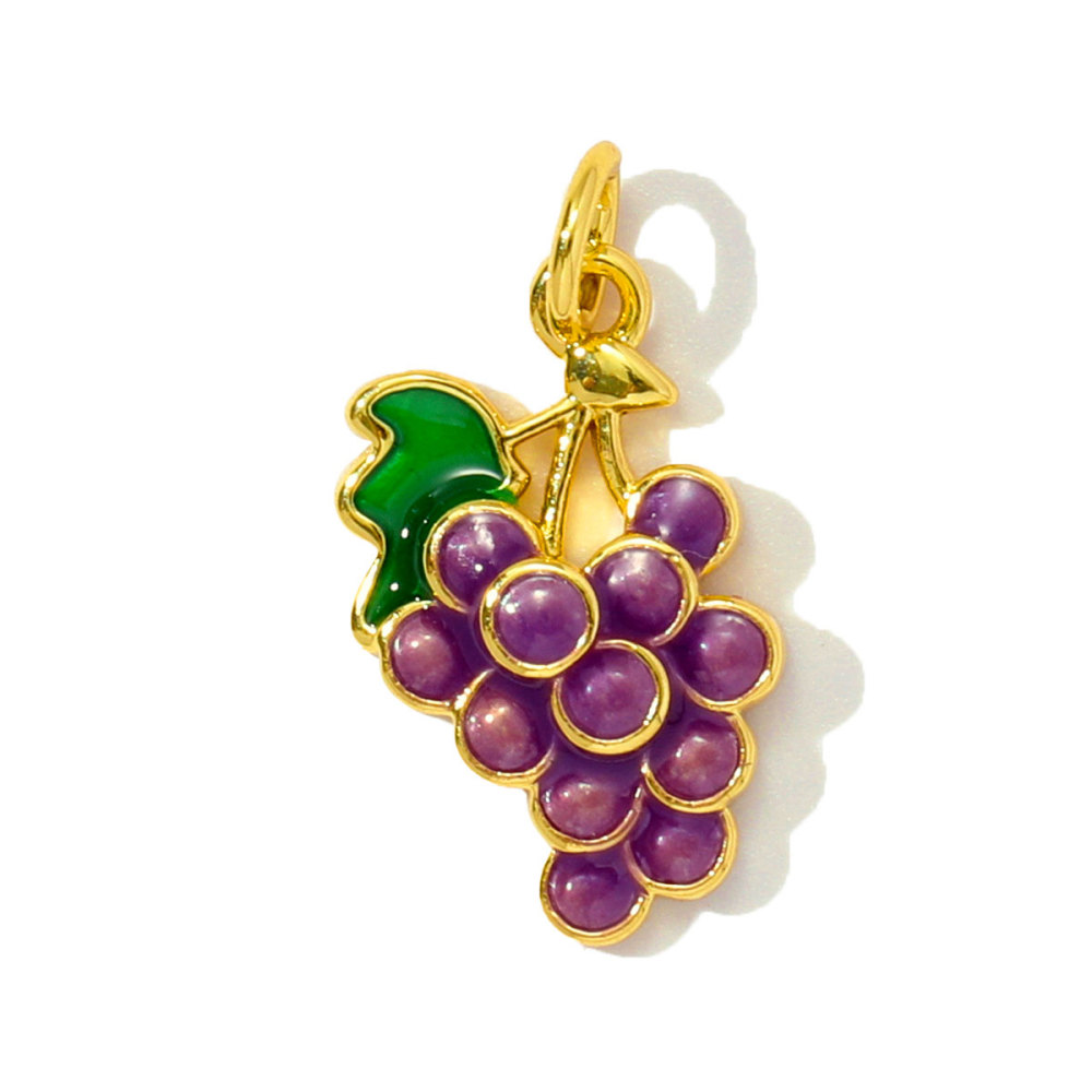 6pcs/pack Copper Enamel Cat Planet Grape Rainbow DIY Charms Zircon Mushroom Star Moon Pendants Women Necklace Making Jewelry