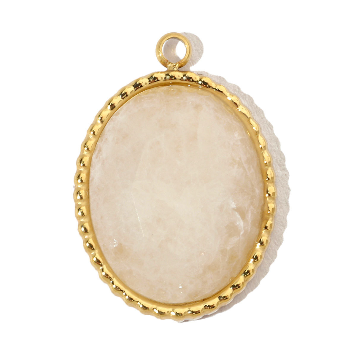 6pcs/pack Luxury Oval Natural Stone Stainless Steel Diy Charms Women Flower Necklace Pendant Rhodochrosite Jewelry