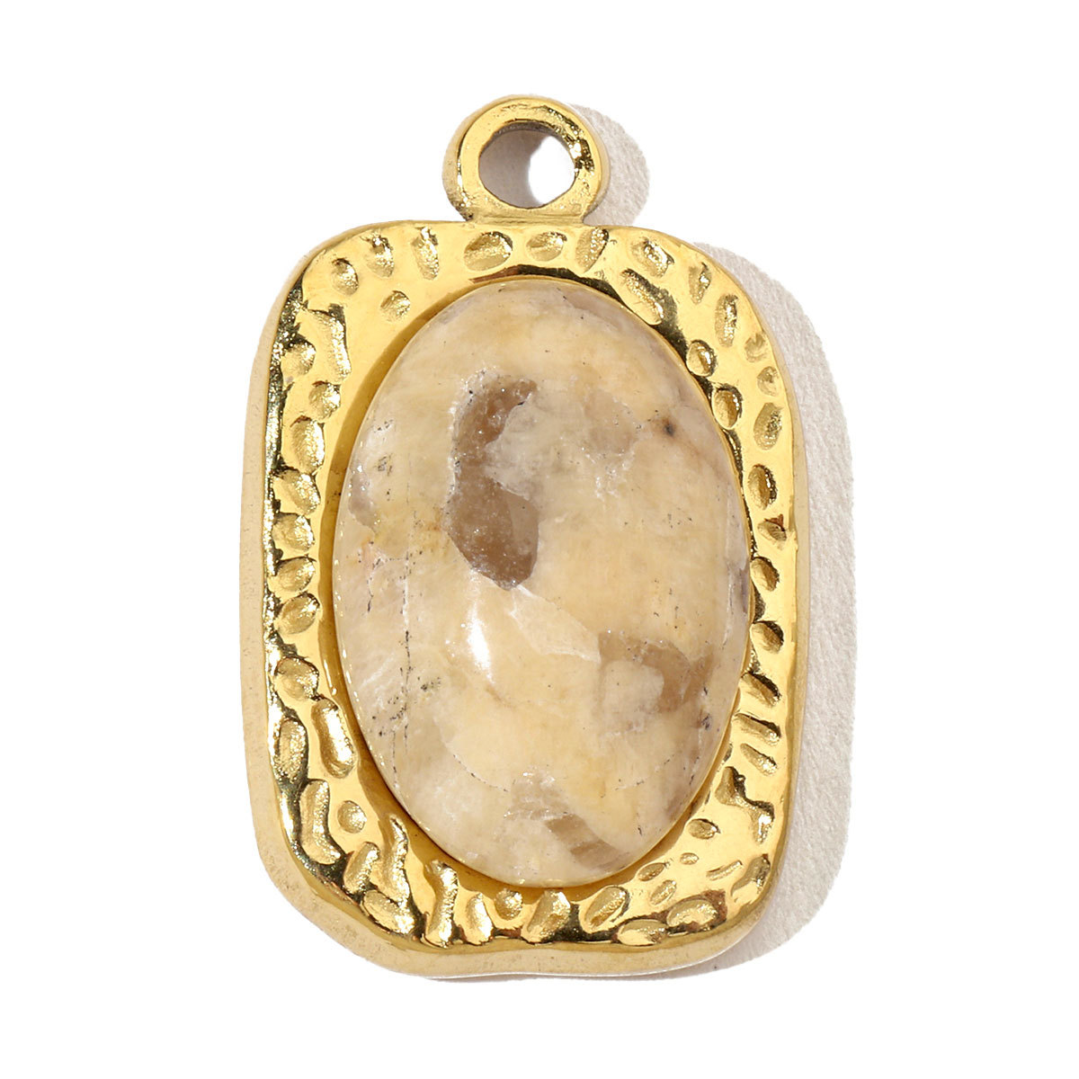 6pcs/pack Luxury Oval Natural Stone Stainless Steel Diy Charms Women Flower Necklace Pendant Rhodochrosite Jewelry