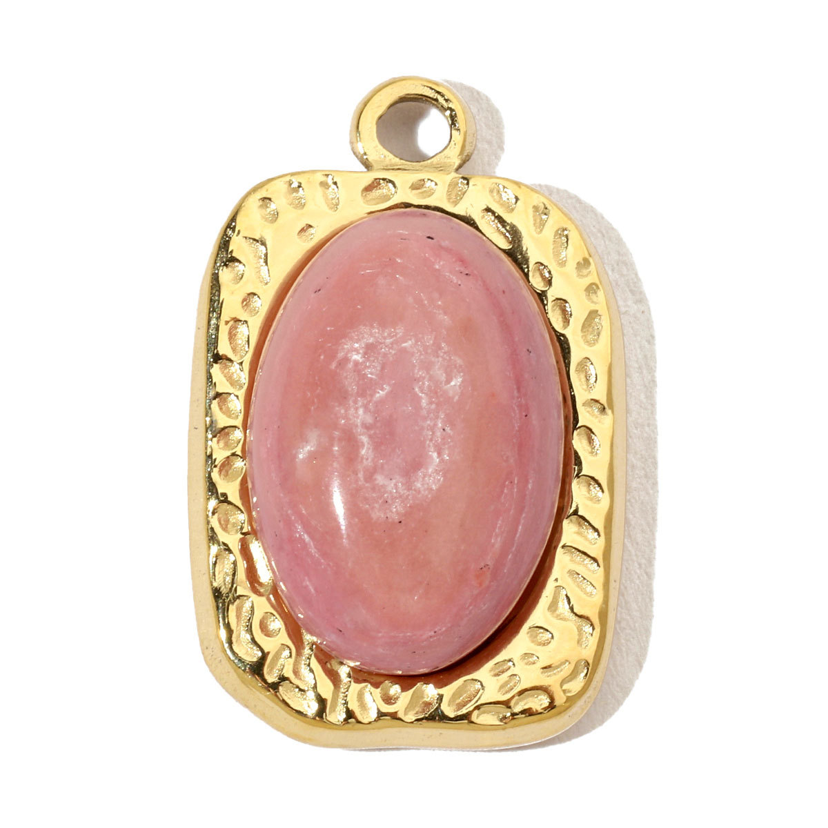 6pcs/pack Luxury Oval Natural Stone Stainless Steel Diy Charms Women Flower Necklace Pendant Rhodochrosite Jewelry