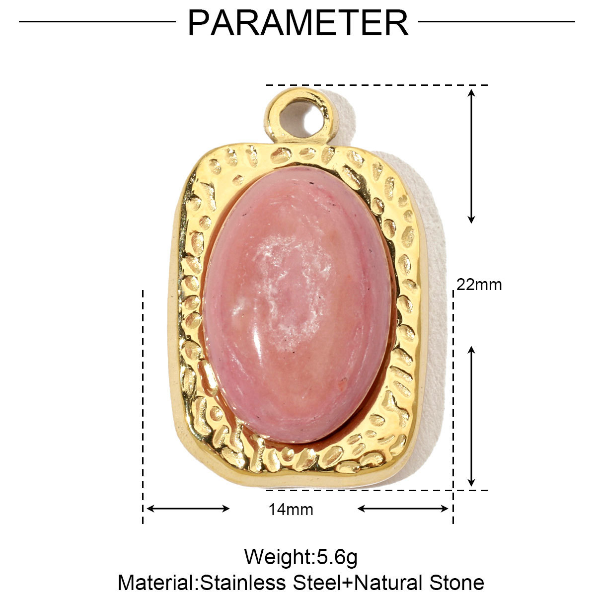 6pcs/pack Luxury Oval Natural Stone Stainless Steel Diy Charms Women Flower Necklace Pendant Rhodochrosite Jewelry