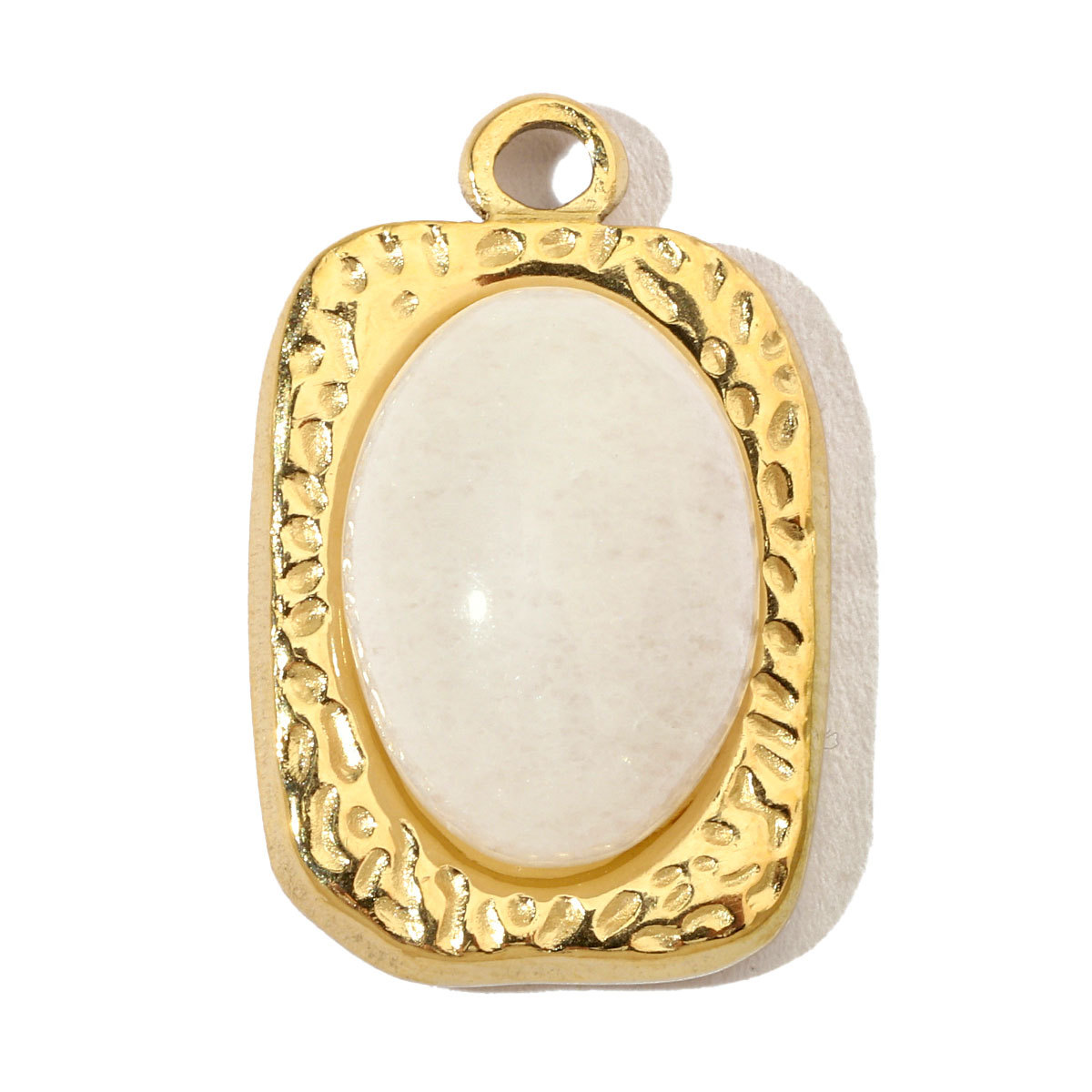 6pcs/pack Luxury Oval Natural Stone Stainless Steel Diy Charms Women Flower Necklace Pendant Rhodochrosite Jewelry