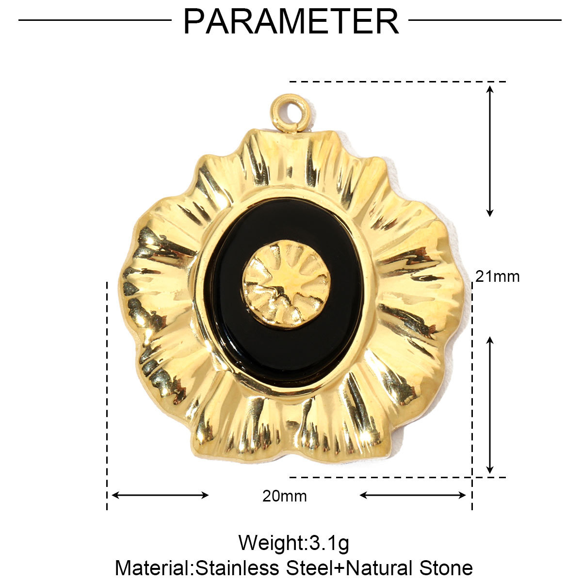 6pcs/pack Luxury Oval Natural Stone Stainless Steel Diy Charms Women Flower Necklace Pendant Rhodochrosite Jewelry
