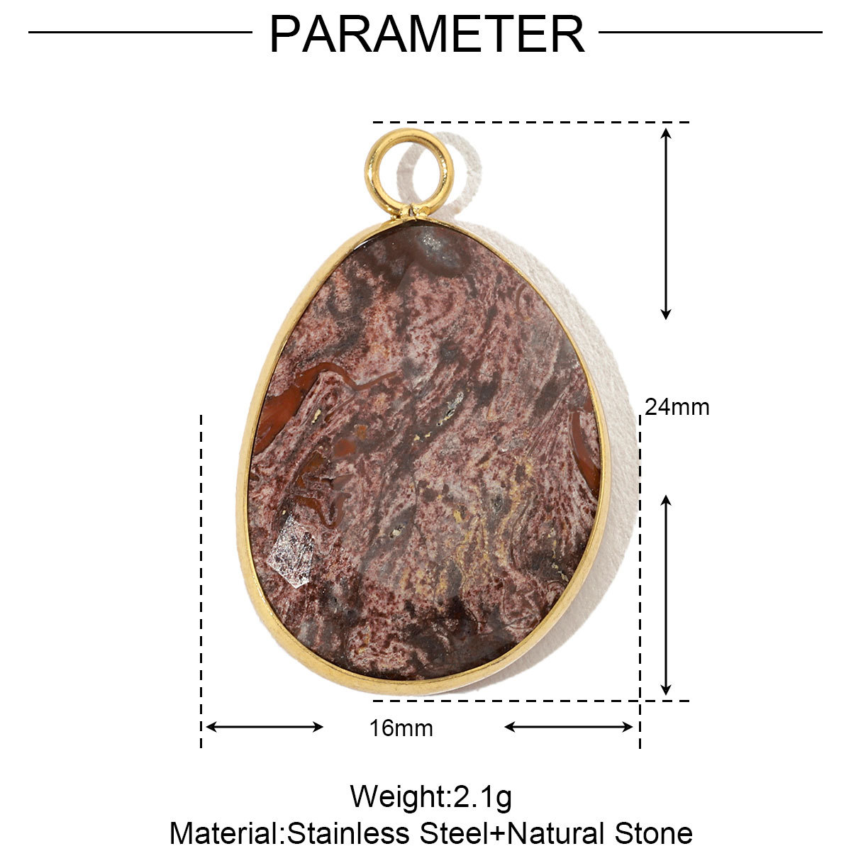 6pcs/pack Luxury Oval Natural Stone Stainless Steel Diy Charms Women Malachite Star Necklace Pendant Black Agate Jewelry