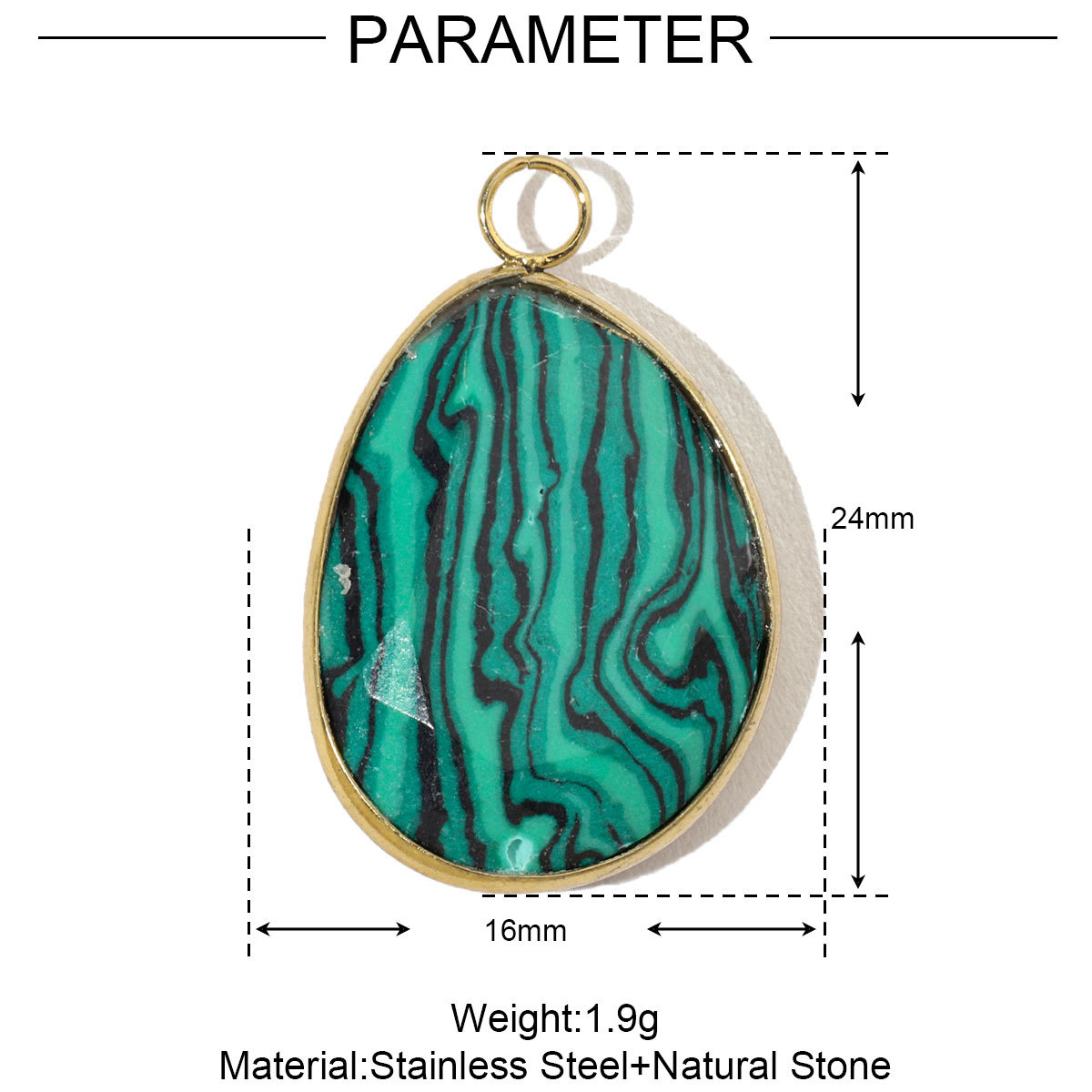 6pcs/pack Luxury Oval Natural Stone Stainless Steel Diy Charms Women Malachite Star Necklace Pendant Black Agate Jewelry