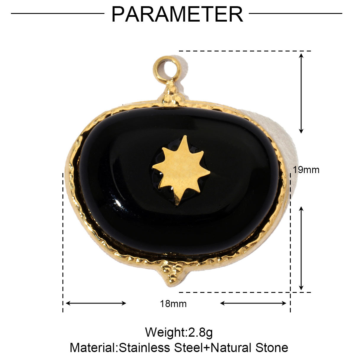 6pcs/pack Luxury Oval Natural Stone Stainless Steel Diy Charms Women Malachite Star Necklace Pendant Black Agate Jewelry