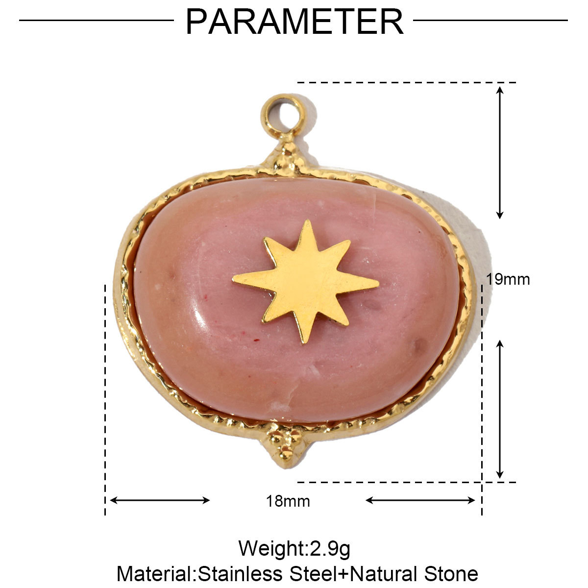 6pcs/pack Luxury Oval Natural Stone Stainless Steel Diy Charms Women Malachite Star Necklace Pendant Black Agate Jewelry