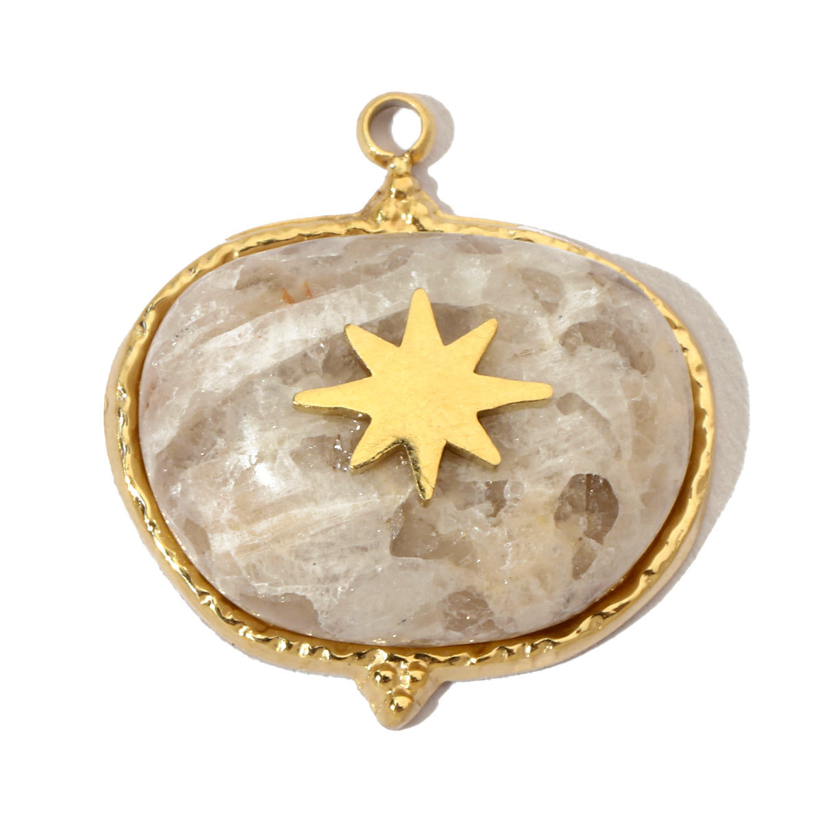 6pcs/pack Luxury Oval Natural Stone Stainless Steel Diy Charms Women Malachite Star Necklace Pendant Black Agate Jewelry