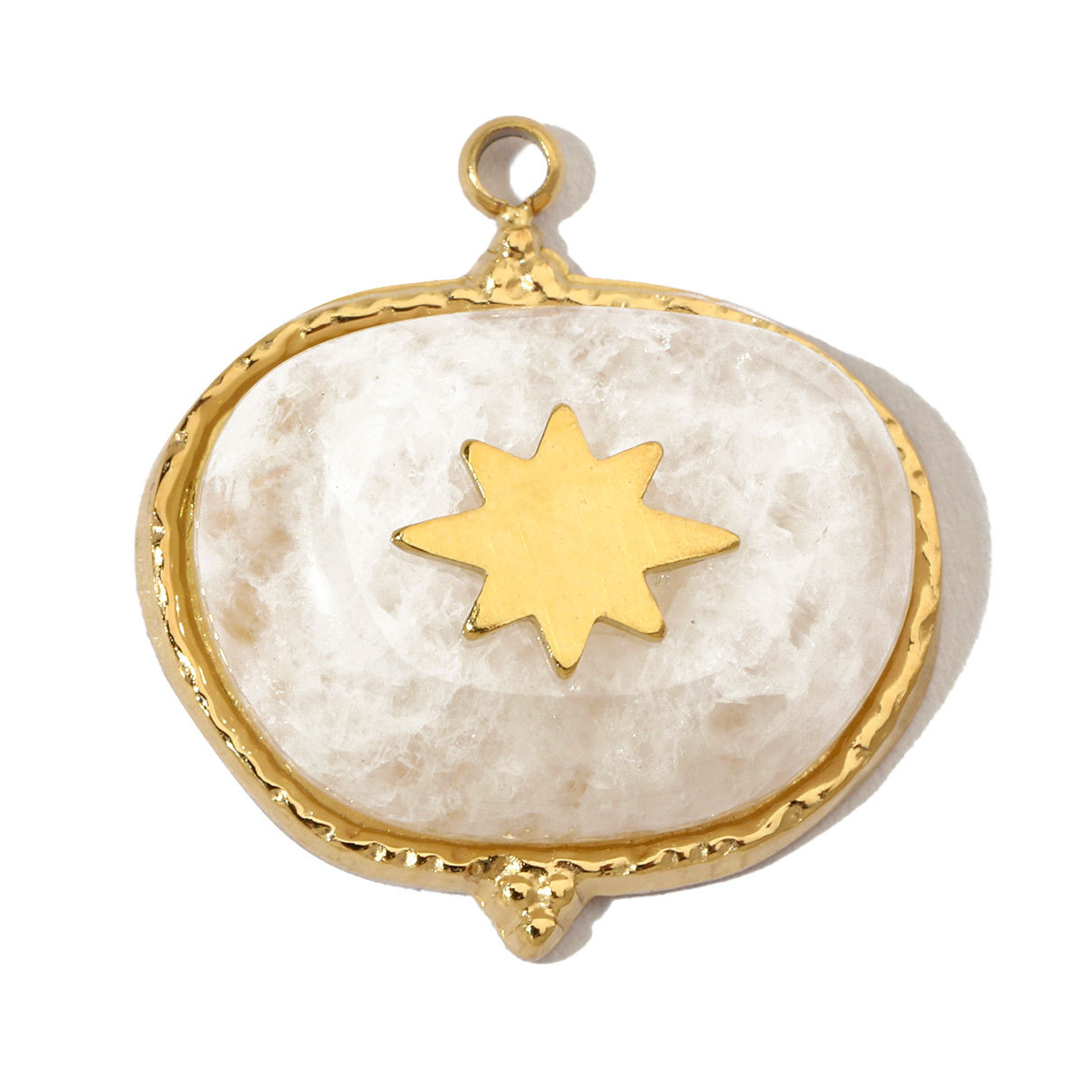 6pcs/pack Luxury Oval Natural Stone Stainless Steel Diy Charms Women Malachite Star Necklace Pendant Black Agate Jewelry