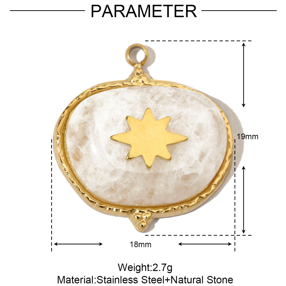 6pcs/pack Luxury Oval Natural Stone Stainless Steel Diy Charms Women Malachite Star Necklace Pendant Black Agate Jewelry