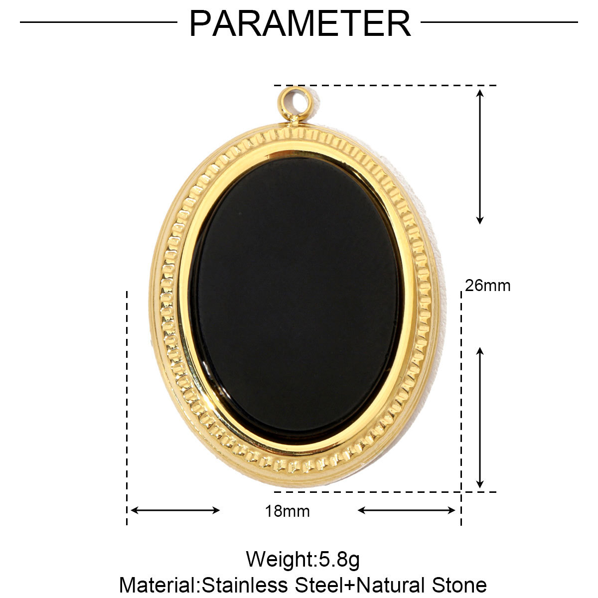 6pcs/pack Luxury Oval Natural Stone Stainless Steel Diy Charms Women Malachite Star Necklace Pendant Black Agate Jewelry