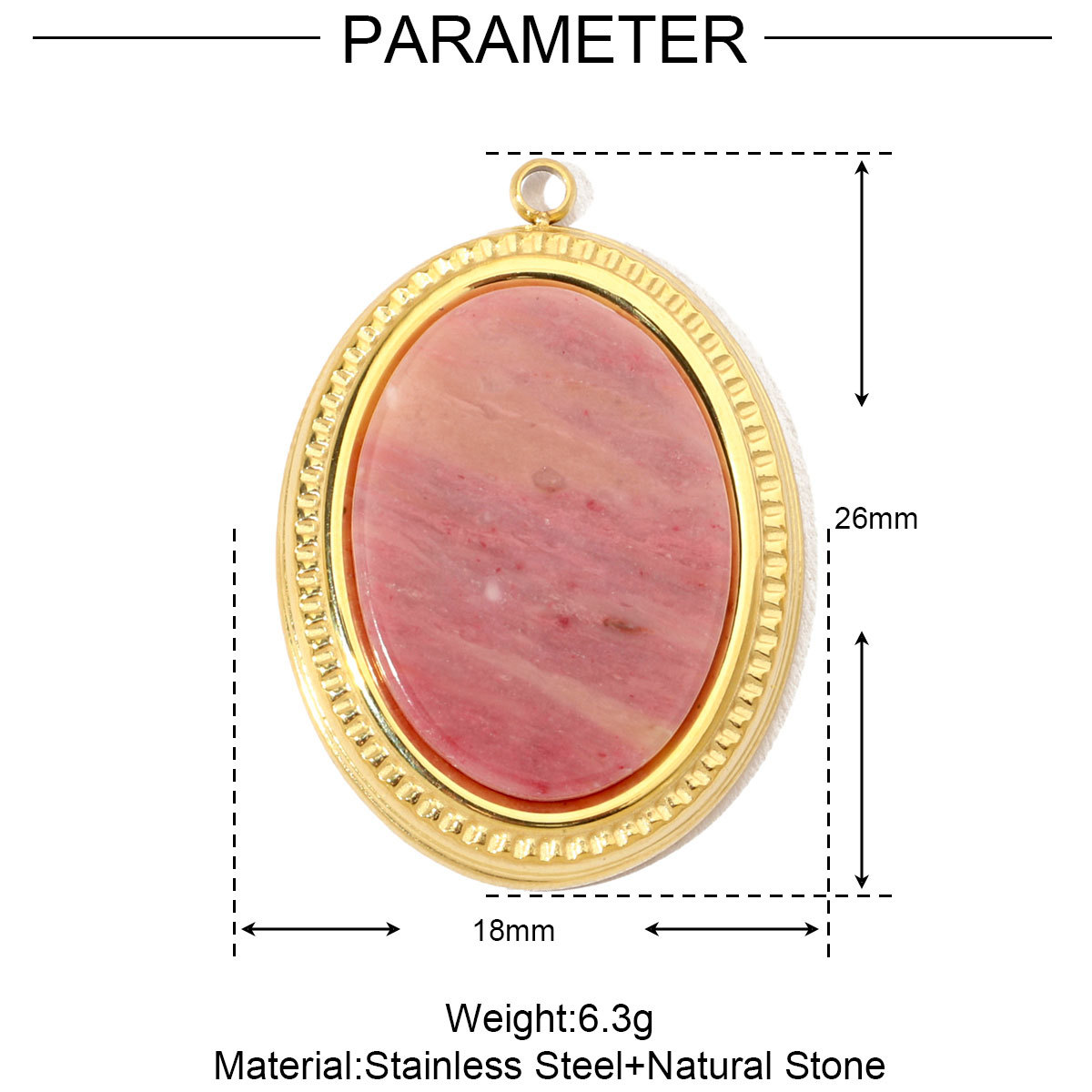 6pcs/pack Luxury Oval Natural Stone Stainless Steel Diy Charms Women Malachite Star Necklace Pendant Black Agate Jewelry