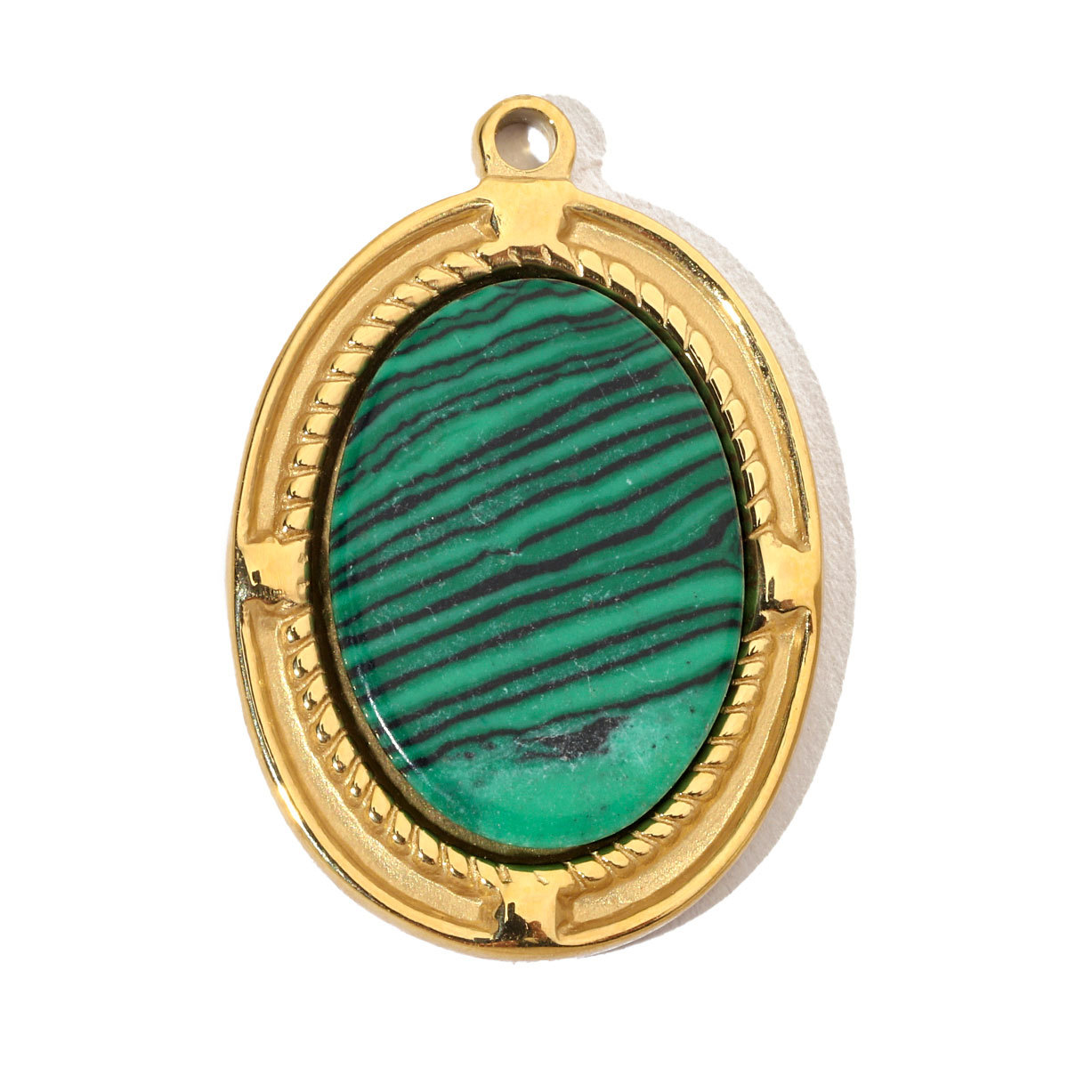 6pcs/pack Luxury Oval Natural Stone Stainless Steel Diy Charms Women Malachite Star Necklace Pendant Black Agate Jewelry