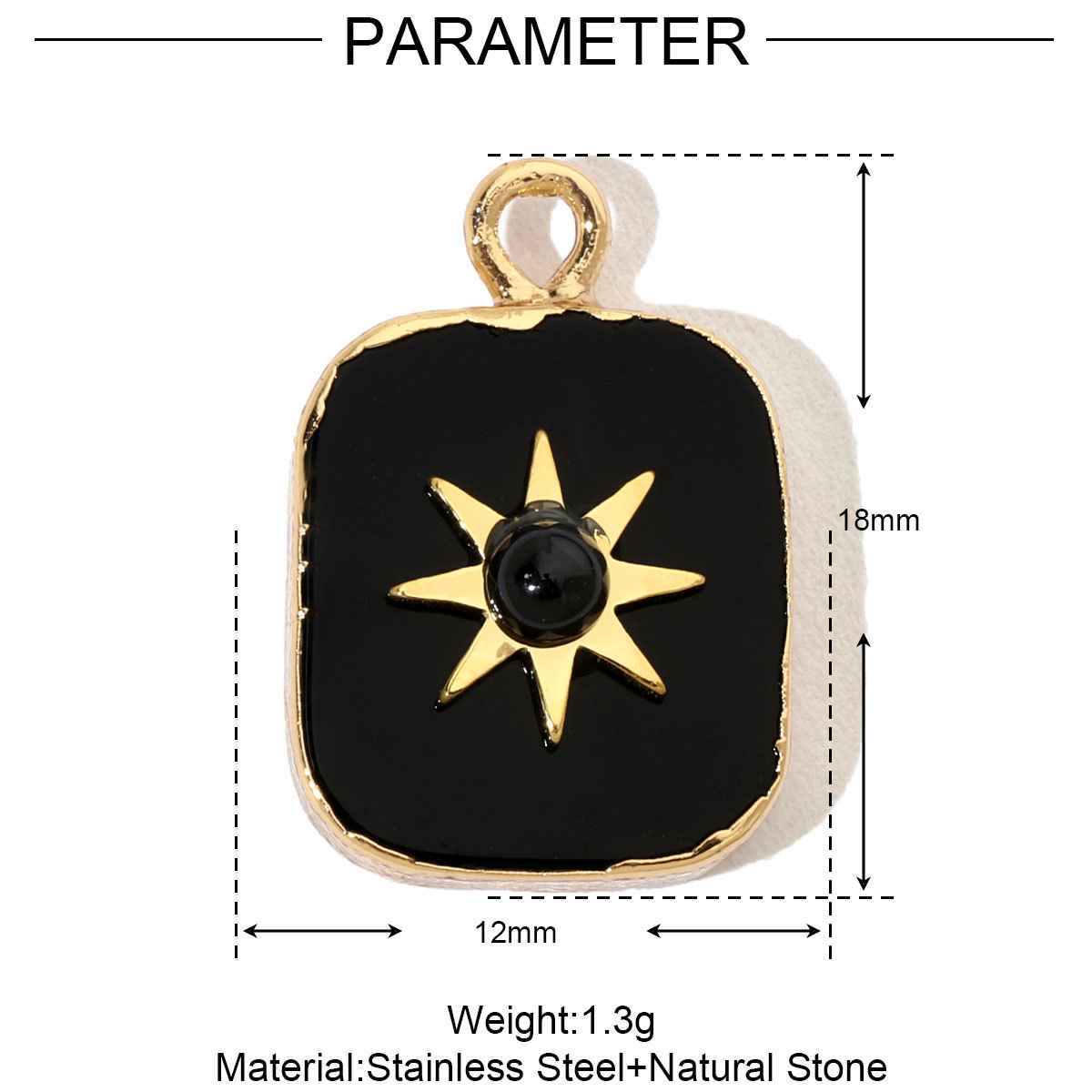 6pcs/pack French Leaf Natural Stone Stainless Steel Diy Charms Women African Pine Star Necklace Pendant Chalchite Jewelry