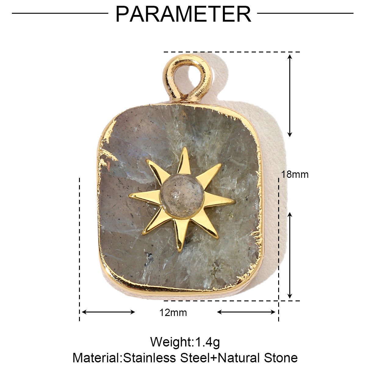 6pcs/pack French Leaf Natural Stone Stainless Steel Diy Charms Women African Pine Star Necklace Pendant Chalchite Jewelry