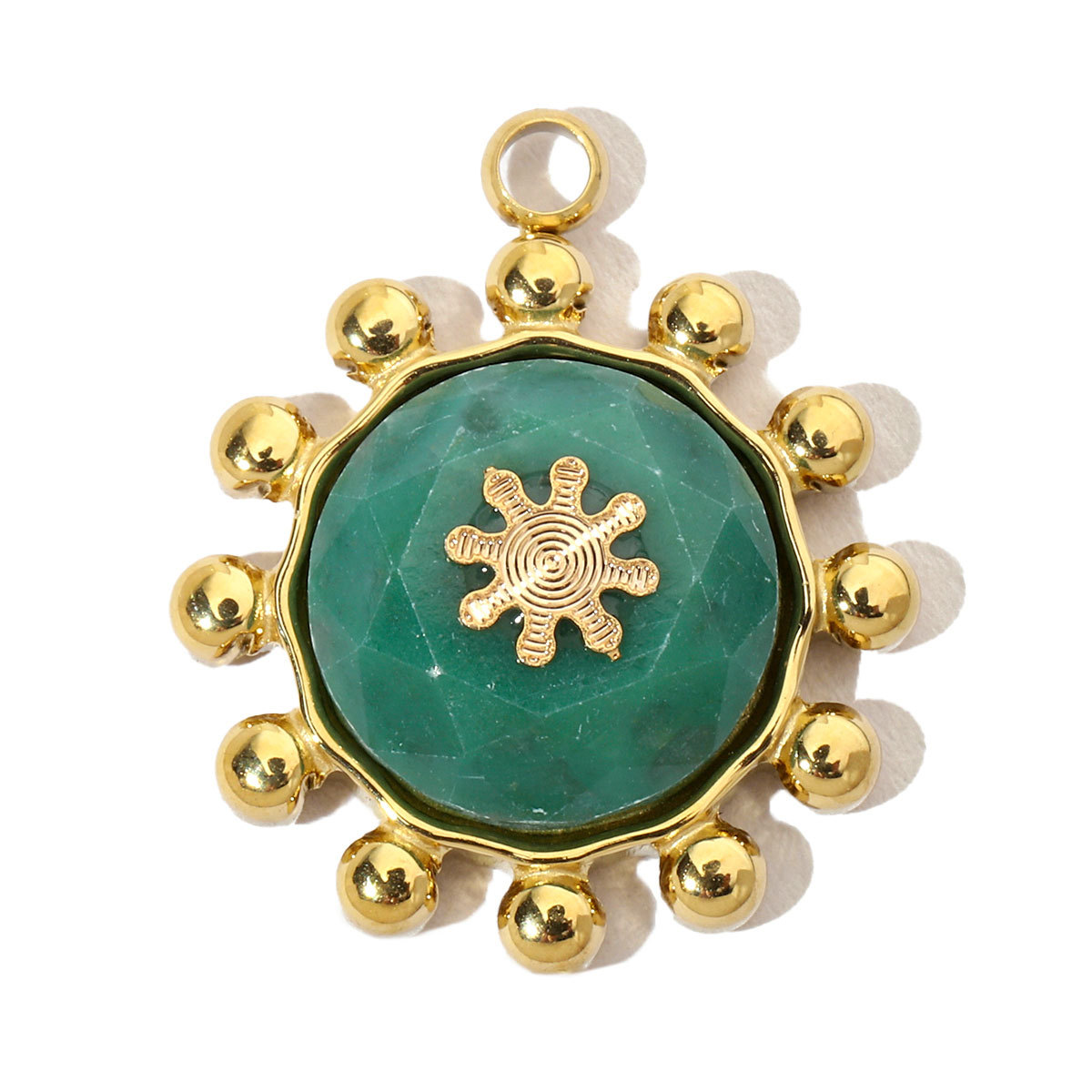 6pcs/pack French Leaf Natural Stone Stainless Steel Diy Charms Women African Pine Star Necklace Pendant Chalchite Jewelry
