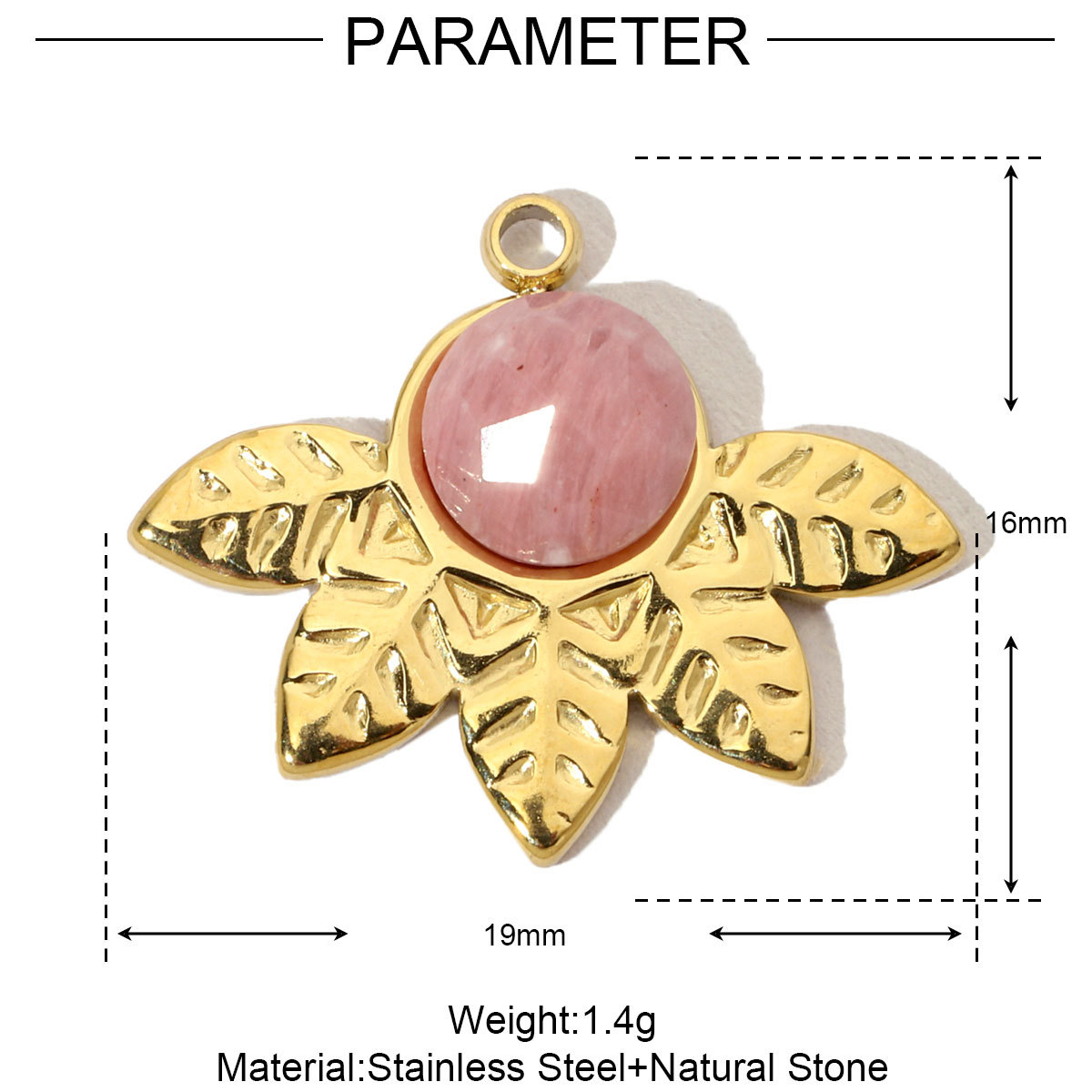 6pcs/pack French Leaf Natural Stone Stainless Steel Diy Charms Women African Pine Star Necklace Pendant Chalchite Jewelry
