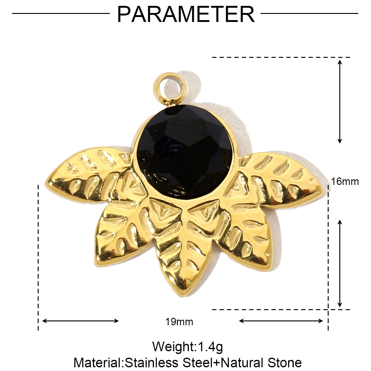 6pcs/pack French Leaf Natural Stone Stainless Steel Diy Charms Women African Pine Star Necklace Pendant Chalchite Jewelry