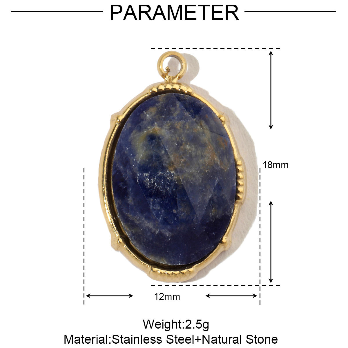 6pcs/pack French Sun Flower Natural Stone Stainless Steel Diy Charms Women Oval Amazon Necklace Pendant Tiger Eye Jewelry