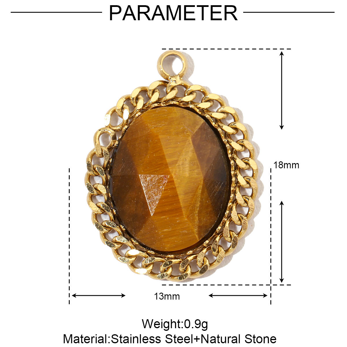6pcs/pack French Sun Flower Natural Stone Stainless Steel Diy Charms Women Oval Amazon Necklace Pendant Tiger Eye Jewelry