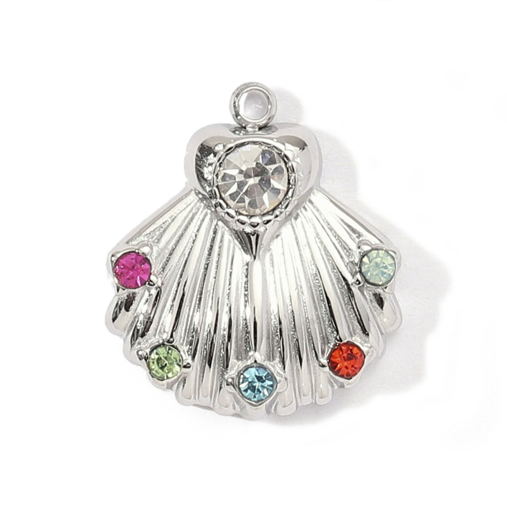 6pcs/pack Stainless Steel Lucky Clover Star DIY Charms Women Shell Jewelry Enamel Mushroom Eiffel Tower Goblet Necklace Pendants