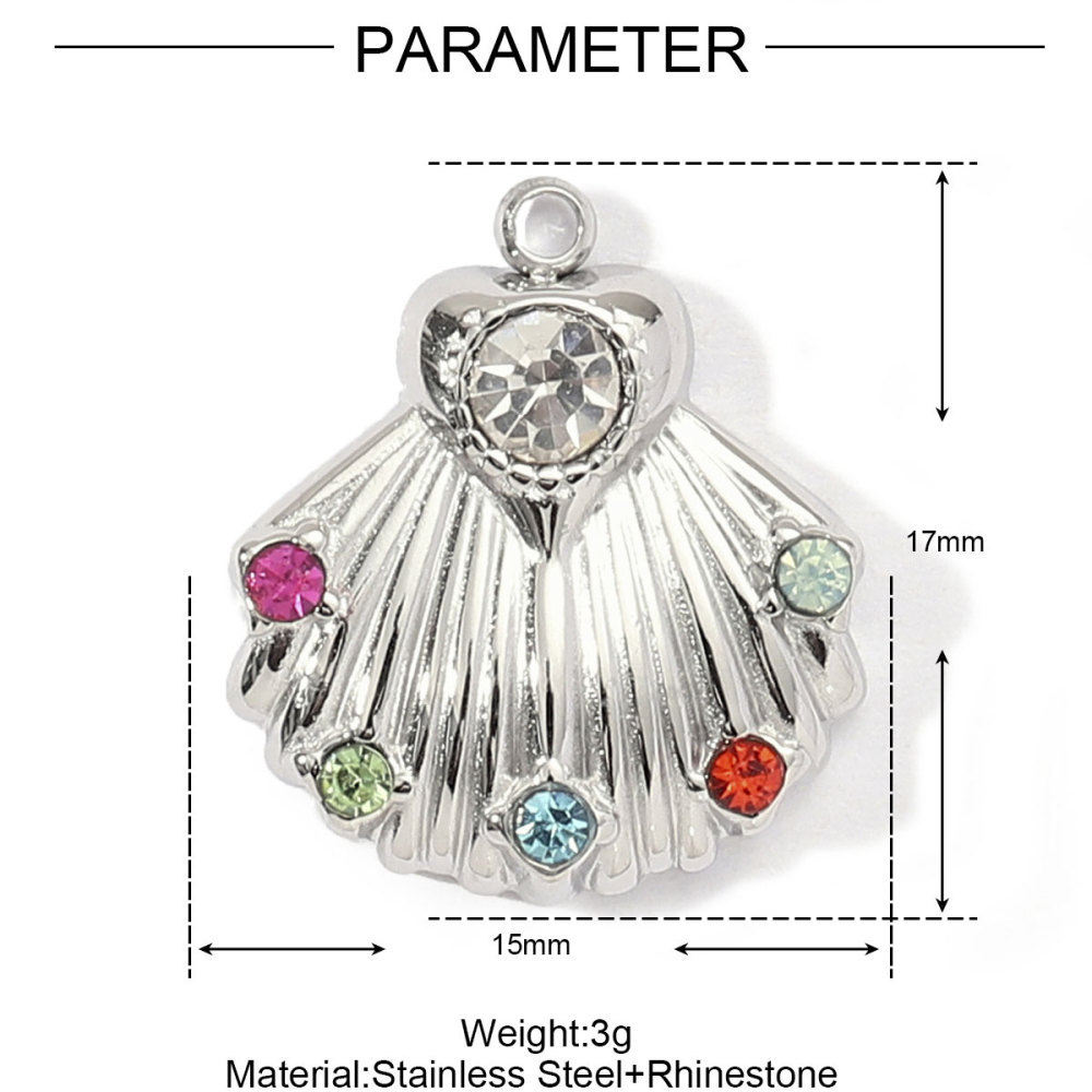 6pcs/pack Stainless Steel Lucky Clover Star DIY Charms Women Shell Jewelry Enamel Mushroom Eiffel Tower Goblet Necklace Pendants