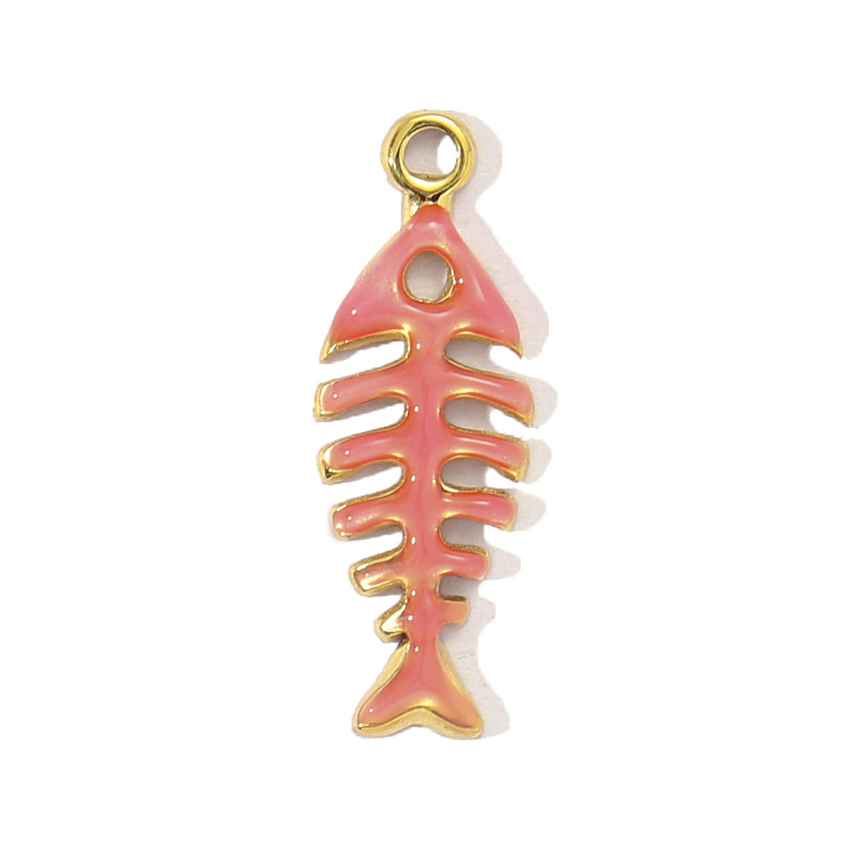 6pcs/pack Stainless Steel Enamel Fish Bone DIY Charms Women Coral Beach Slipper Palm Tree Necklace Pendant Ocean Theme Jewelry