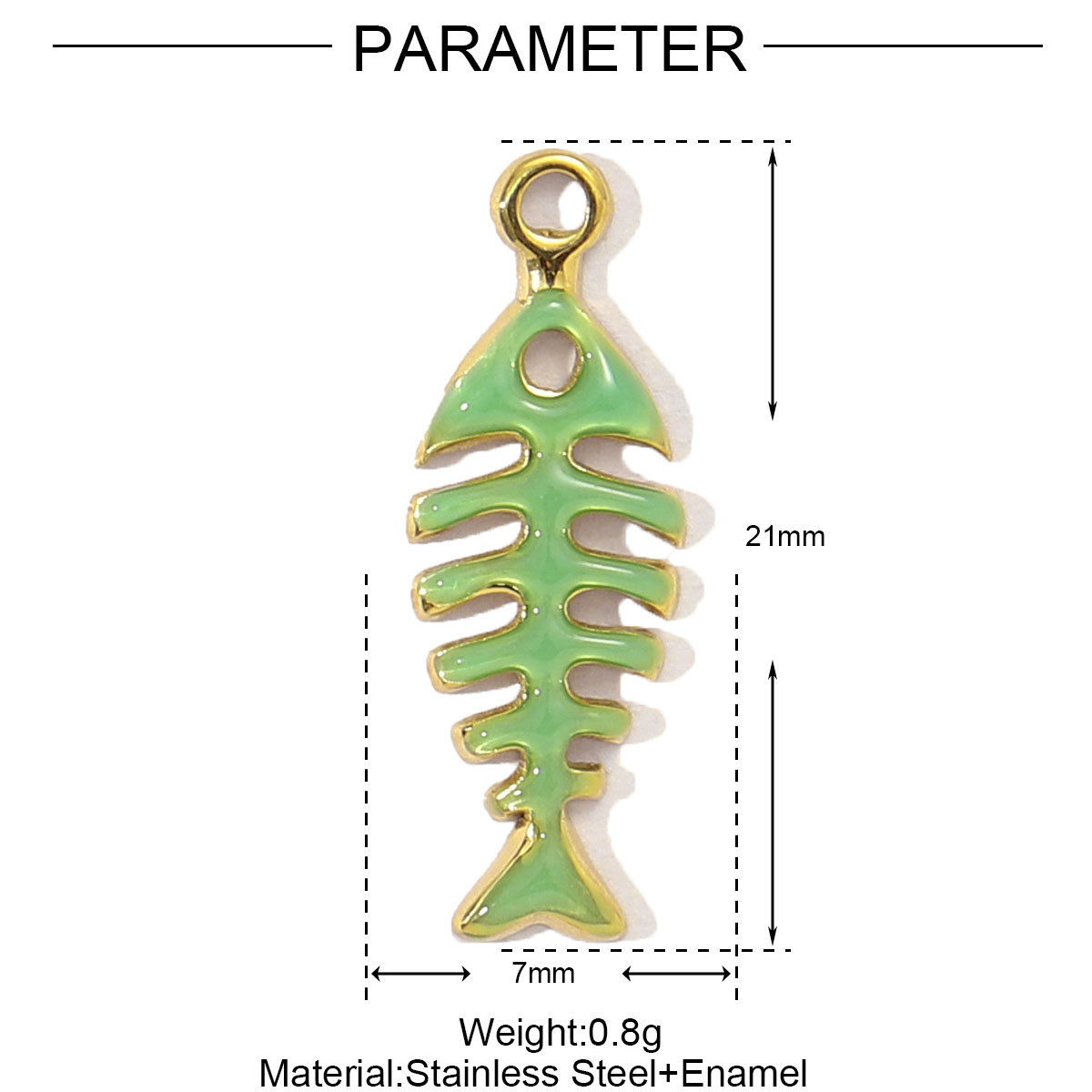 6pcs/pack Stainless Steel Enamel Fish Bone DIY Charms Women Coral Beach Slipper Palm Tree Necklace Pendant Ocean Theme Jewelry