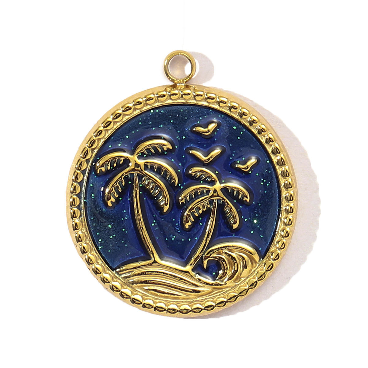6pcs/pack Stainless Steel Enamel Fish Bone DIY Charms Women Coral Beach Slipper Palm Tree Necklace Pendant Ocean Theme Jewelry