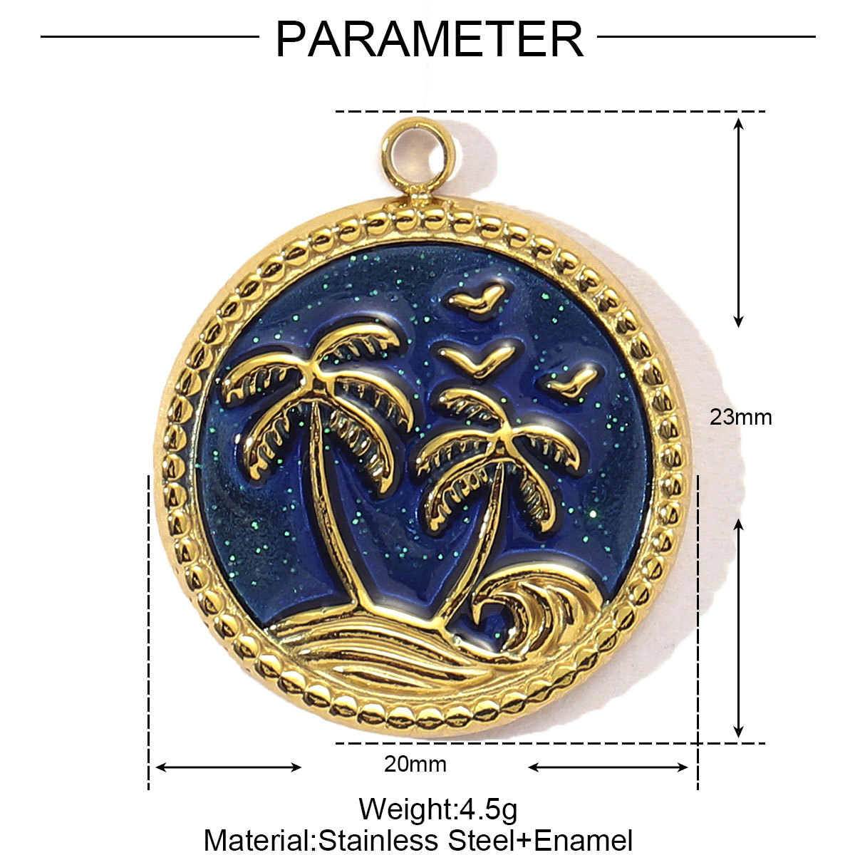 6pcs/pack Stainless Steel Enamel Fish Bone DIY Charms Women Coral Beach Slipper Palm Tree Necklace Pendant Ocean Theme Jewelry