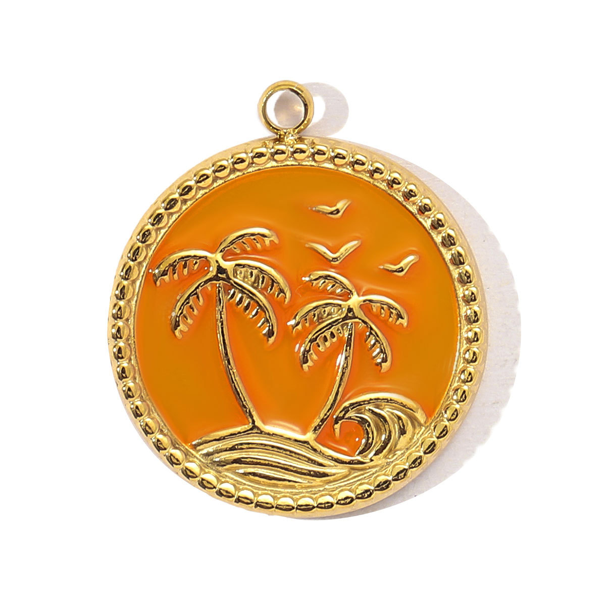 6pcs/pack Stainless Steel Enamel Fish Bone DIY Charms Women Coral Beach Slipper Palm Tree Necklace Pendant Ocean Theme Jewelry