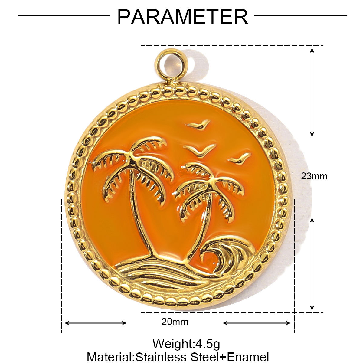 6pcs/pack Stainless Steel Enamel Fish Bone DIY Charms Women Coral Beach Slipper Palm Tree Necklace Pendant Ocean Theme Jewelry
