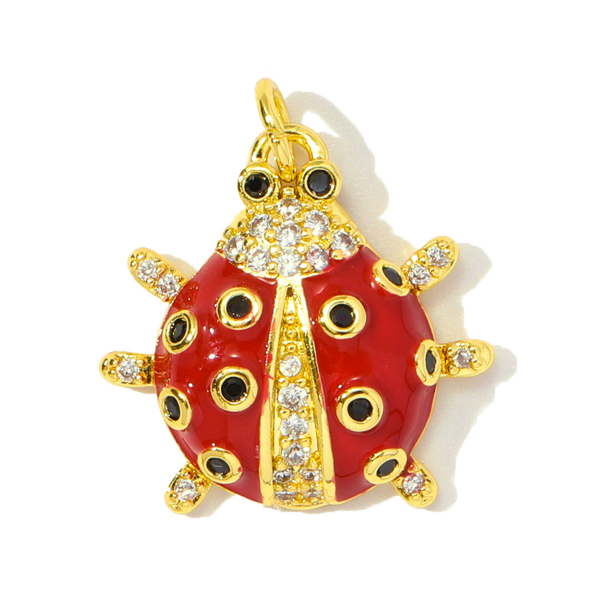 6pcs/pack Cute Copper Zircon Enamel Ladybug Panda DIY Charms Shell Octopus Starfish Pendants Women Necklaces Making Jewelry