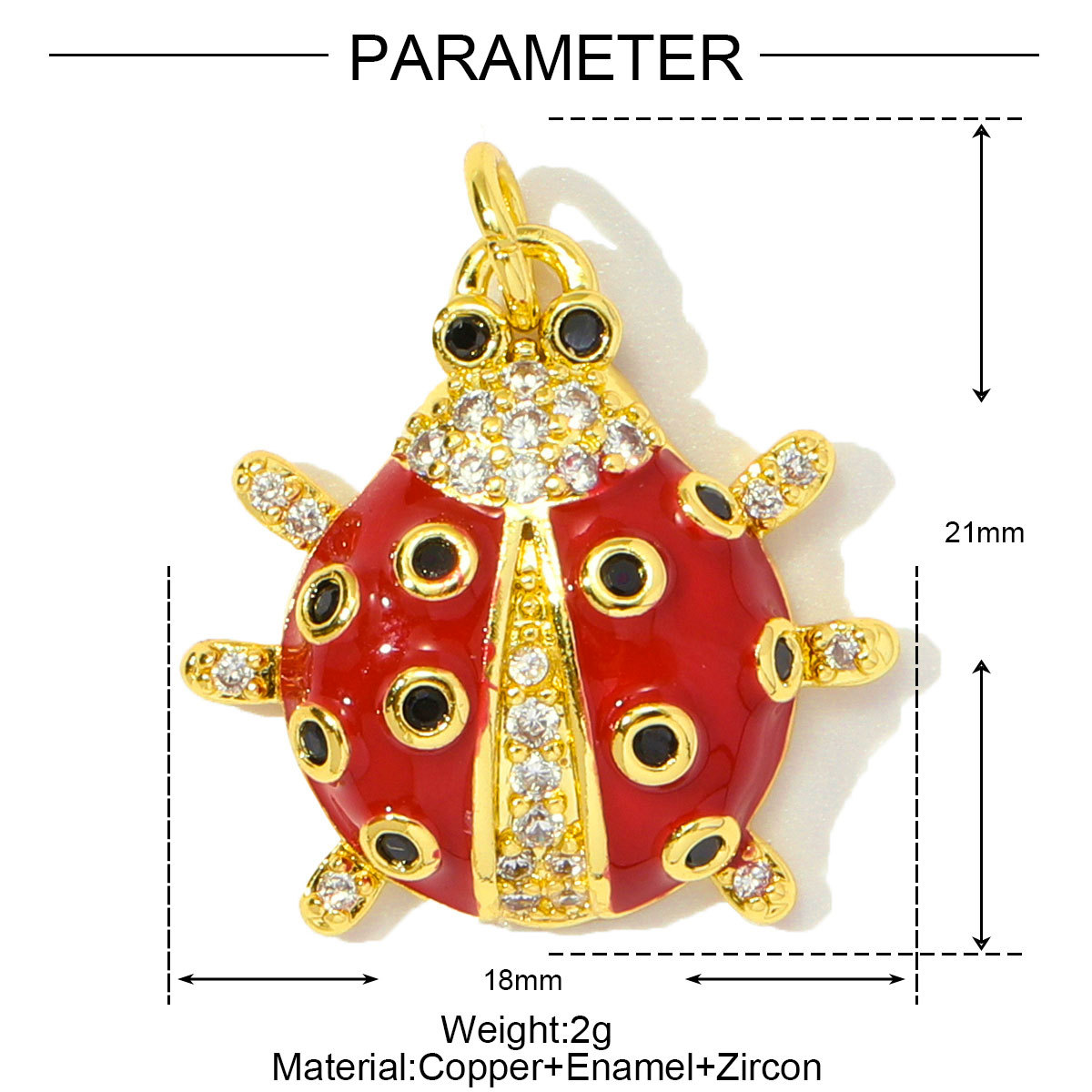 6pcs/pack Cute Copper Zircon Enamel Ladybug Panda DIY Charms Shell Octopus Starfish Pendants Women Necklaces Making Jewelry