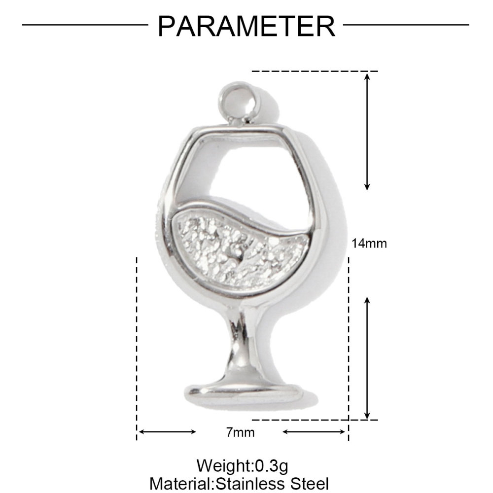 6pcs/pack Stainless Steel Corn Ice Cream Necklace Pendants Wine Glasses Cherry DIY Charms Earrings Making Women Jewelry