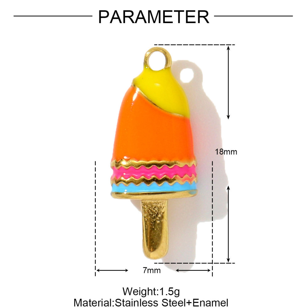 6pcs/pack Stainless Steel Corn Ice Cream Necklace Pendants Wine Glasses Cherry DIY Charms Earrings Making Women Jewelry