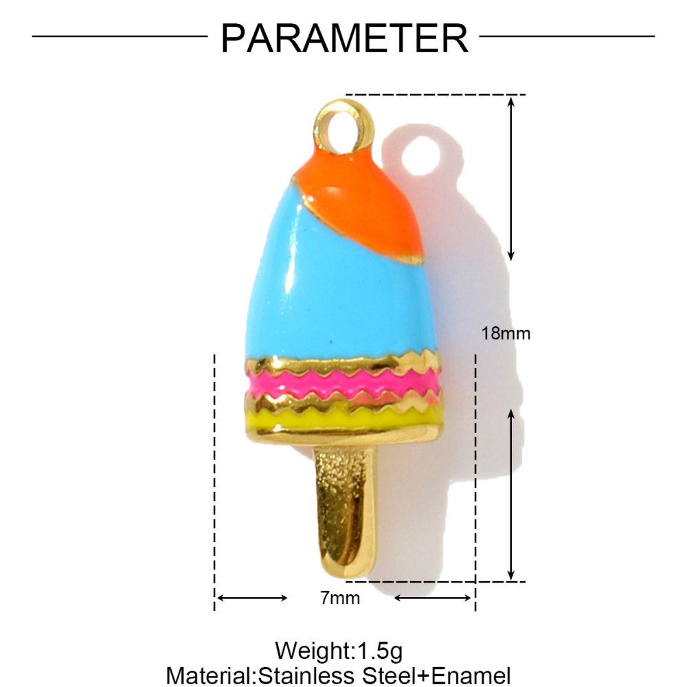 6pcs/pack Stainless Steel Corn Ice Cream Necklace Pendants Wine Glasses Cherry DIY Charms Earrings Making Women Jewelry