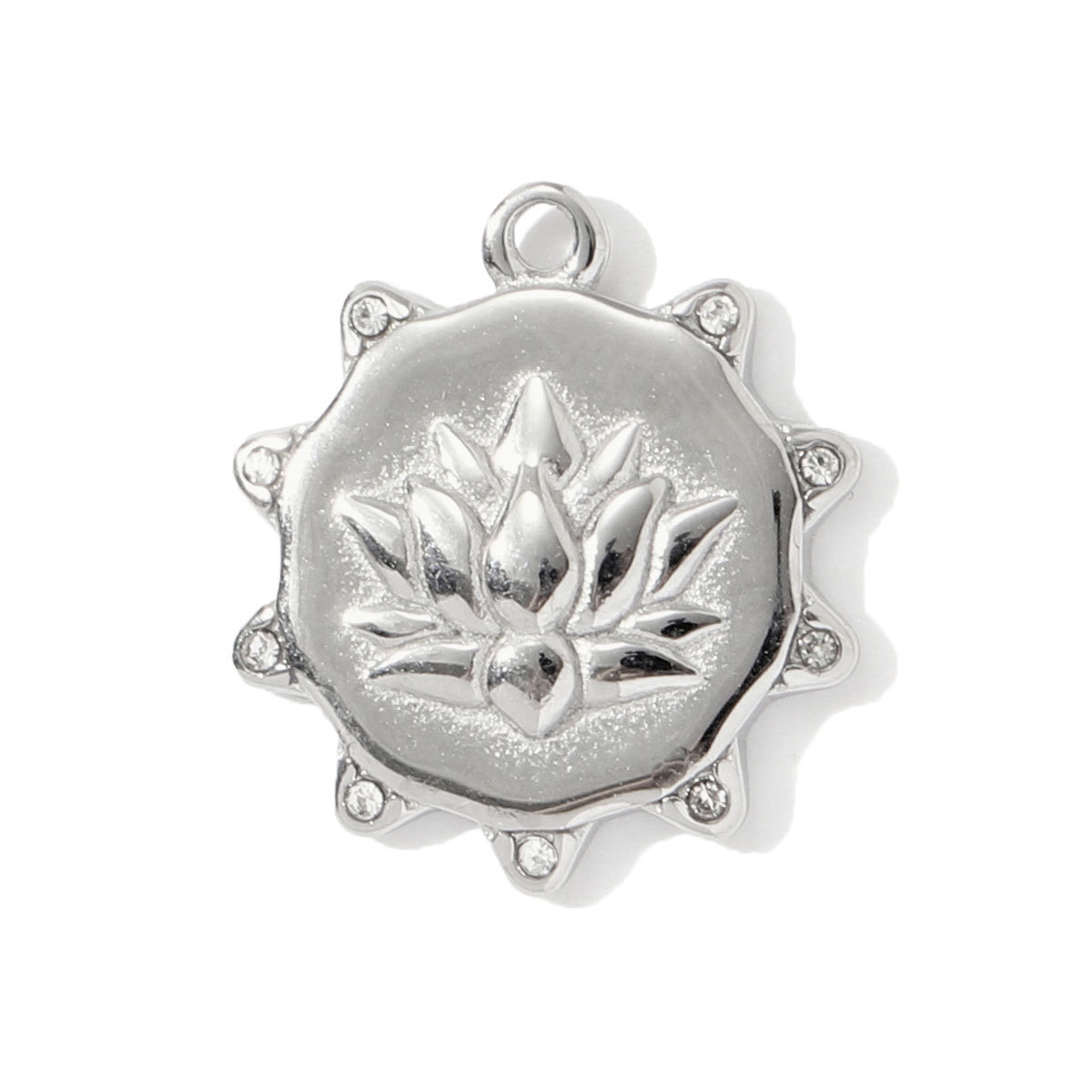6pcs/pack French Stainless Steel Enamel Lucky Clover Necklace Pendants Lotus Flower DIY Charms Earrings Making Women Jewelry