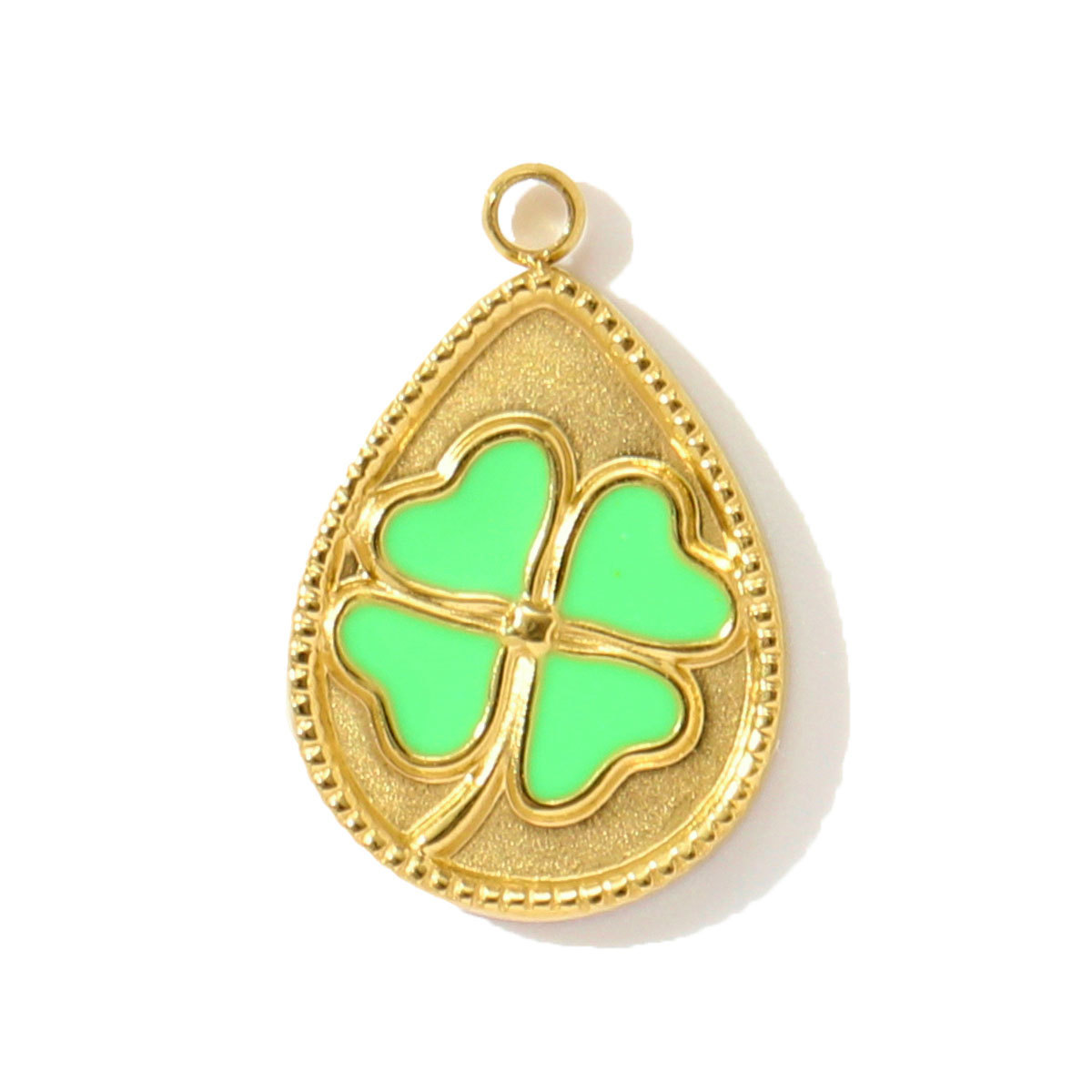 6pcs/pack French Stainless Steel Enamel Lucky Clover Necklace Pendants Lotus Flower DIY Charms Earrings Making Women Jewelry