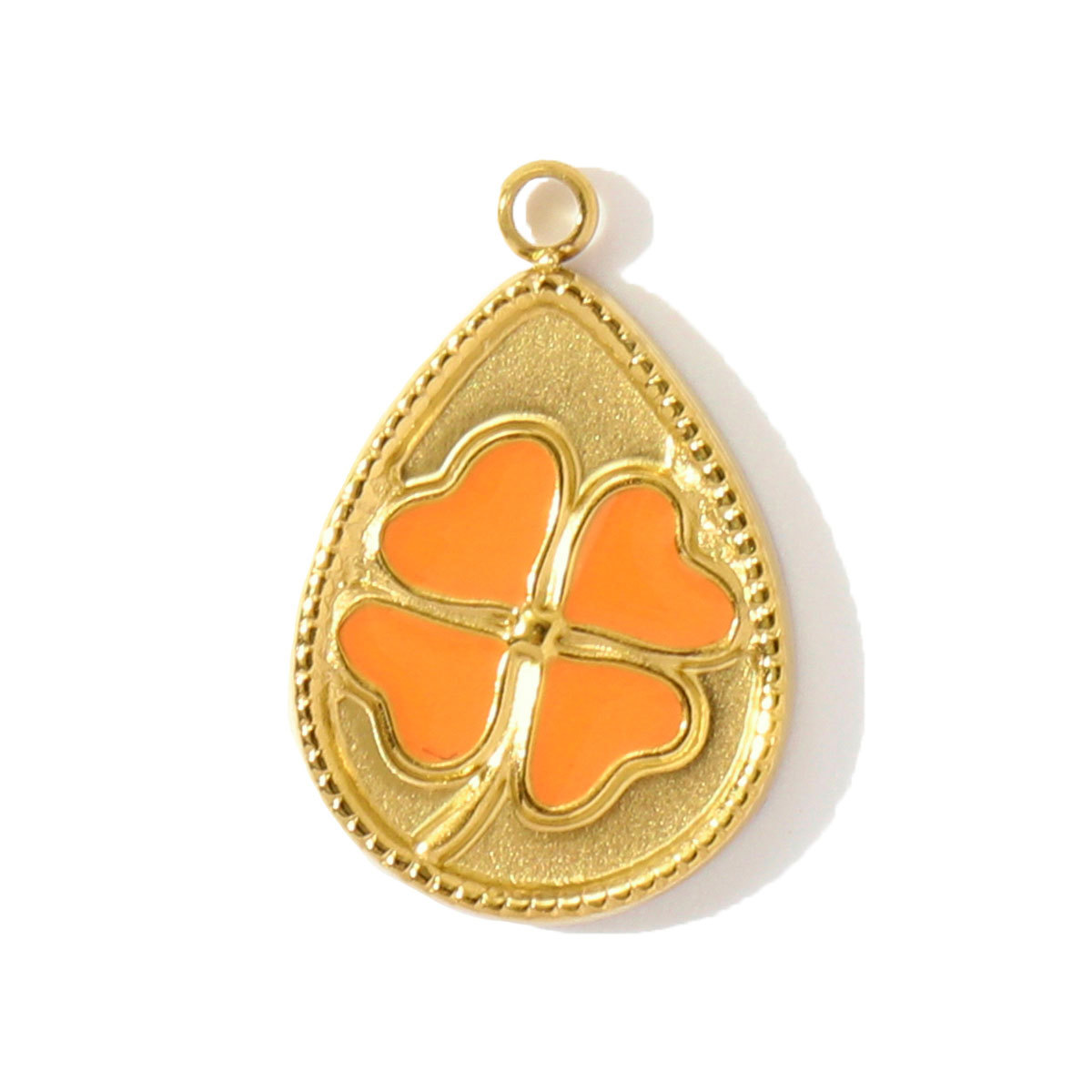 6pcs/pack French Stainless Steel Enamel Lucky Clover Necklace Pendants Lotus Flower DIY Charms Earrings Making Women Jewelry
