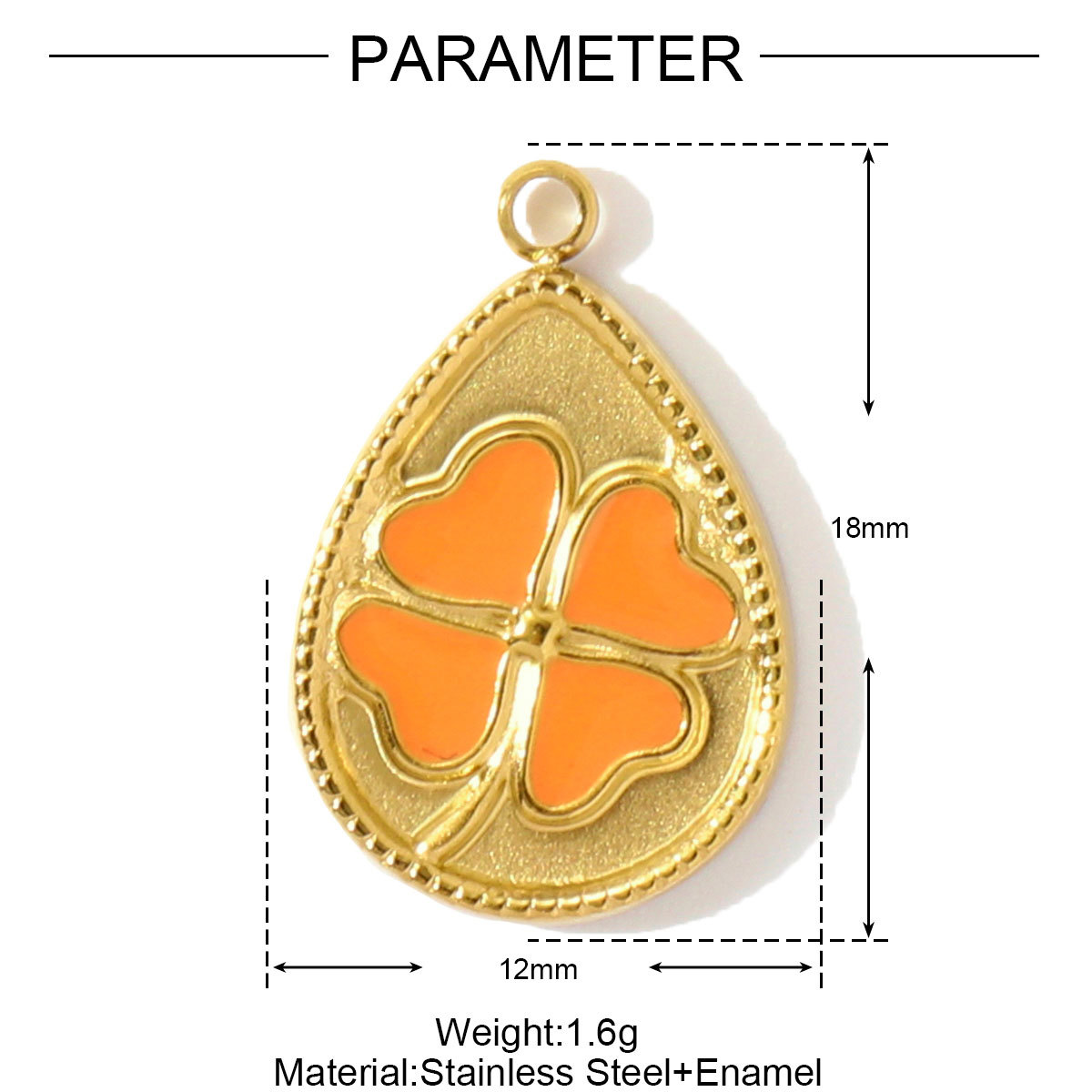 6pcs/pack French Stainless Steel Enamel Lucky Clover Necklace Pendants Lotus Flower DIY Charms Earrings Making Women Jewelry