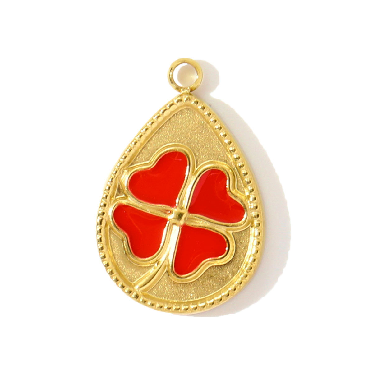 6pcs/pack French Stainless Steel Enamel Lucky Clover Necklace Pendants Lotus Flower DIY Charms Earrings Making Women Jewelry