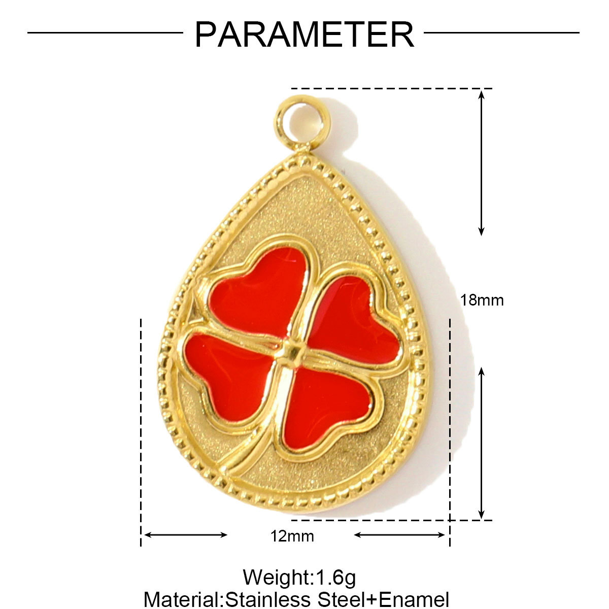 6pcs/pack French Stainless Steel Enamel Lucky Clover Necklace Pendants Lotus Flower DIY Charms Earrings Making Women Jewelry