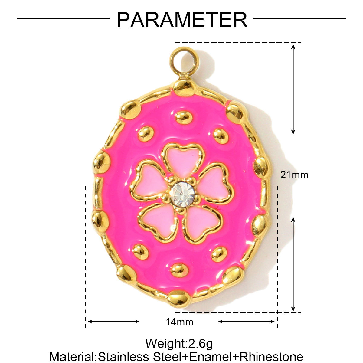 6pcs/pack French Stainless Steel Enamel Lucky Clover Necklace Pendants Lotus Flower DIY Charms Earrings Making Women Jewelry
