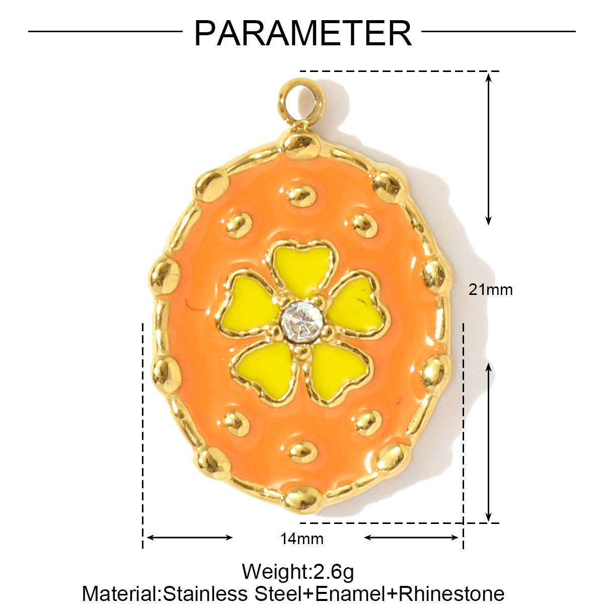 6pcs/pack French Stainless Steel Enamel Lucky Clover Necklace Pendants Lotus Flower DIY Charms Earrings Making Women Jewelry