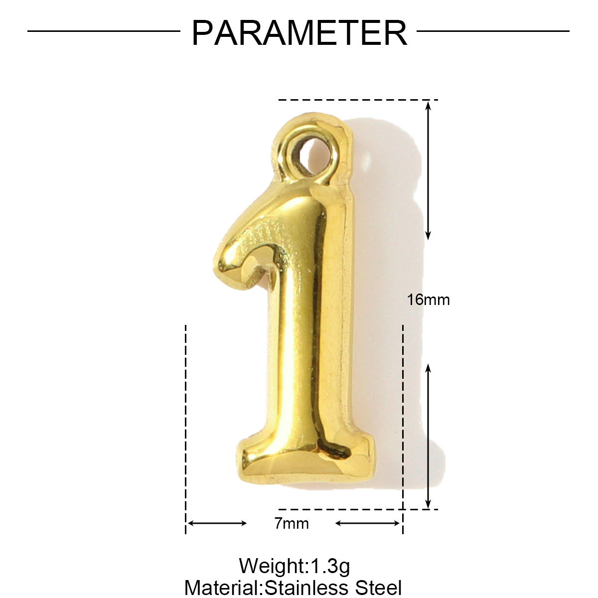 6pcs/pack Fashion Stainless Steel 0-7 Number Necklace Pendants  Gold Digit DIY Earring Charms Making Women Jewelry