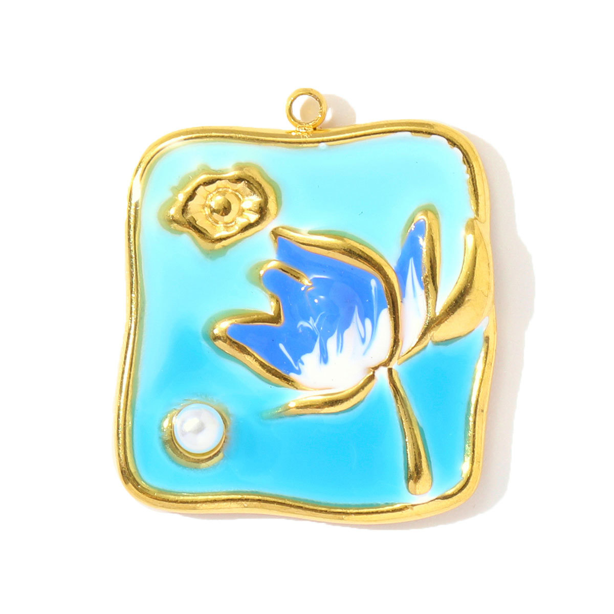 6pcs/pack Stainless Steel Enamel Monet Garden Necklace Pendants Lotus Daisy DIY Earring Charms Flower Making Women Jewelry