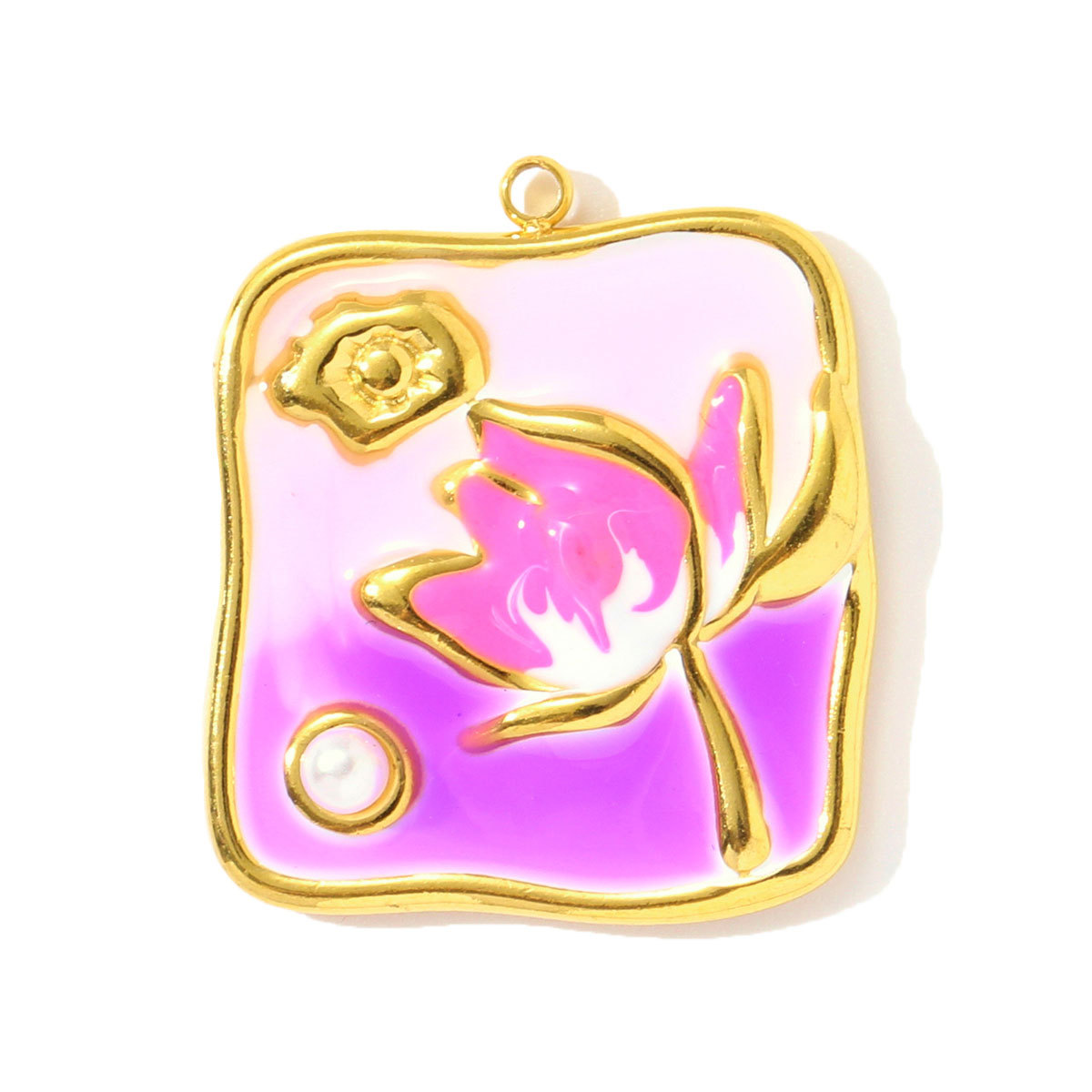 6pcs/pack Stainless Steel Enamel Monet Garden Necklace Pendants Lotus Daisy DIY Earring Charms Flower Making Women Jewelry